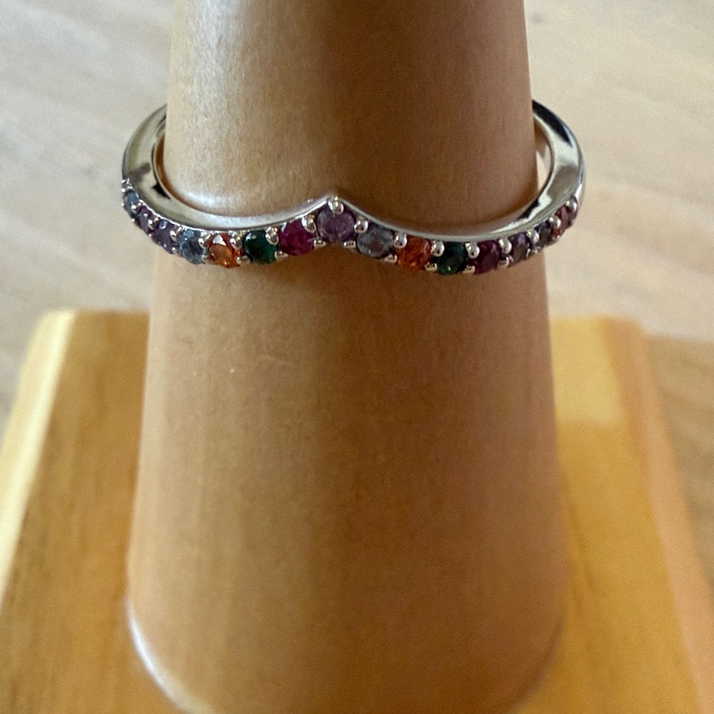 Vibrant Silver Multicolor Gemstone Ring